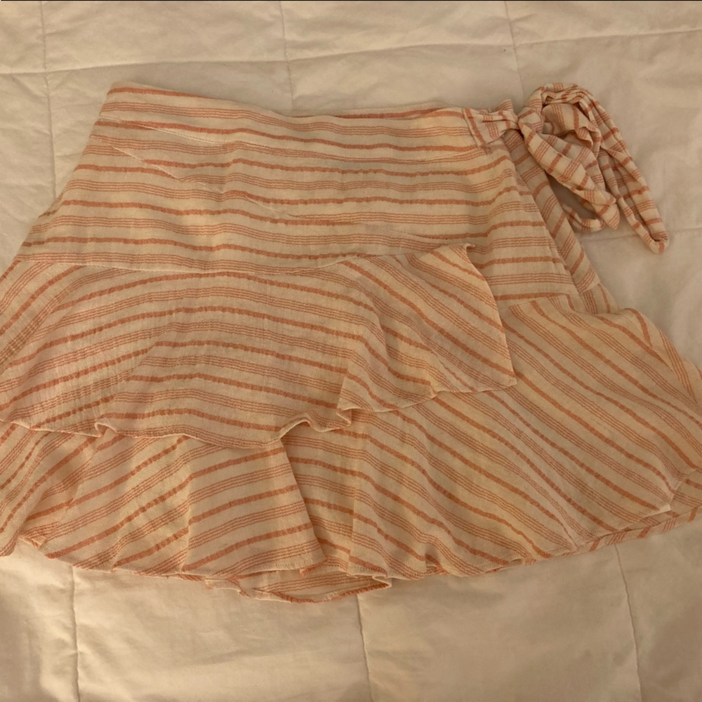 Pink/White striped mini skirt